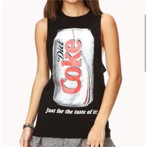 Forever 21 Diet Coke Just For The Taste Of It Muscle Tee Cut Off Tank Top Black